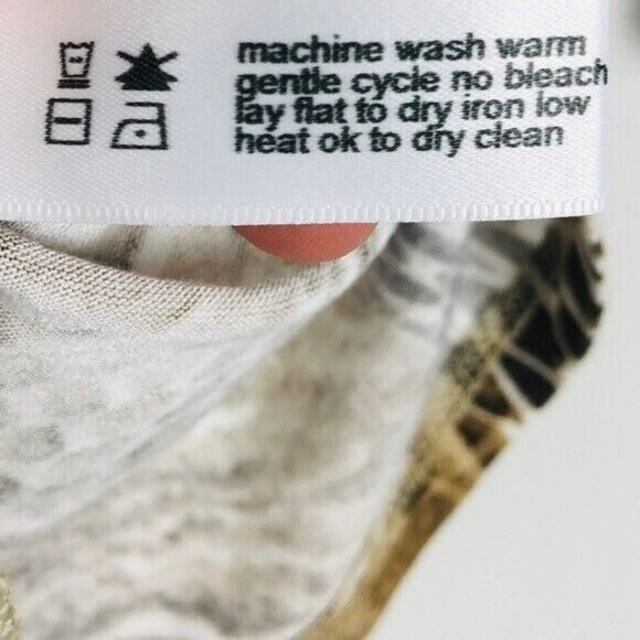 Three Dots Knot Front Snake Print Top 3/4 Sleeves S Brown V-Neck - Picture 4 of 7